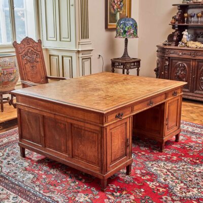 An antique desk from the oak large
