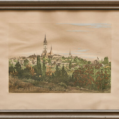 Jan C. Vondrouš (1884–1970): Čáslav, 1948, grafika na papíře