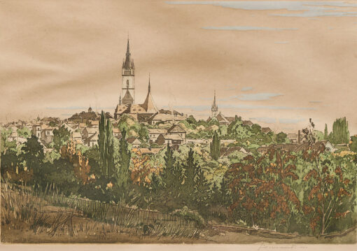 Jan C. Vondrouš (1884–1970): Čáslav, 1948, grafika na papíře - Obrázek 9
