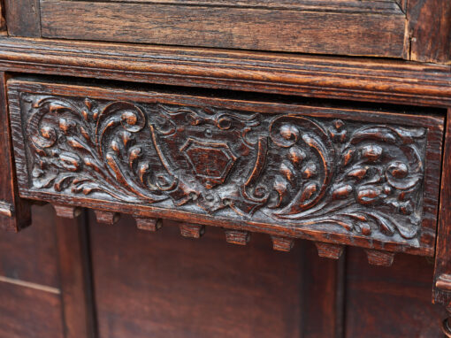 An unoresance carved cupboard from a massive oak - Image 8