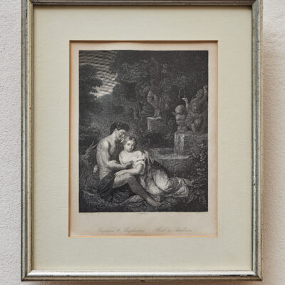 Mědiryt Shepherd & Shepherdess – pastýř a pastýřka podle Eglona van der Neera, 19. století