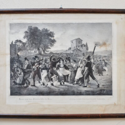 Litografie Scéna říjnové slavnosti římské, Marstrand 1841, Hanfstaengl Dresden