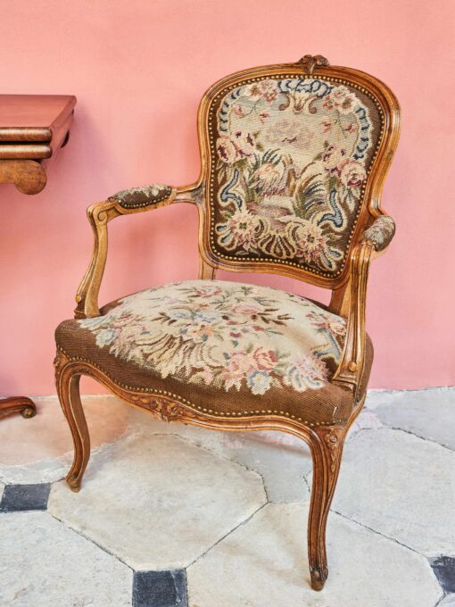 Pair Rococo chairs with gobeline upholstery 86,5 × 59 cm - Image 11