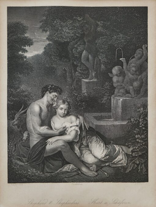 Mědiryt Shepherd & Shepherdess – pastýř a pastýřka podle Eglona van der Neera, 19. století - Obrázek 10