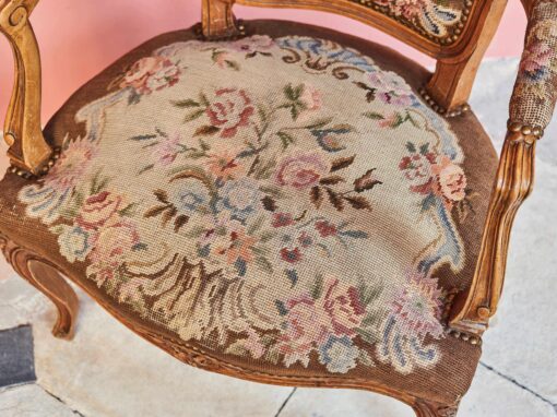 Pair Rococo chairs with gobeline upholstery 86,5 × 59 cm - Image 9