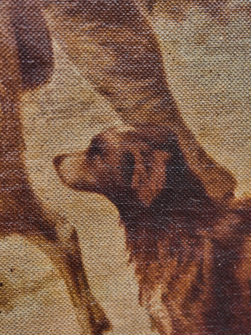 Starožitný tisk na plátně – venkovská zimní scéna s pastevci, kozami a ovcemi ve zlaceném rámu 81 × 103 cm – Bild 8