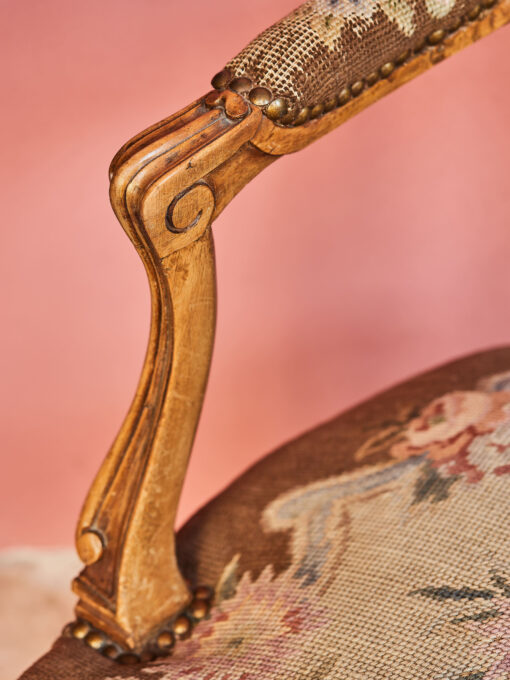 Pair Rococo chairs with gobeline upholstery 86,5 × 59 cm - Image 7