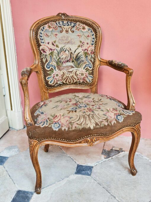 Pair Rococo chairs with gobeline upholstery 86,5 × 59 cm - Image 6