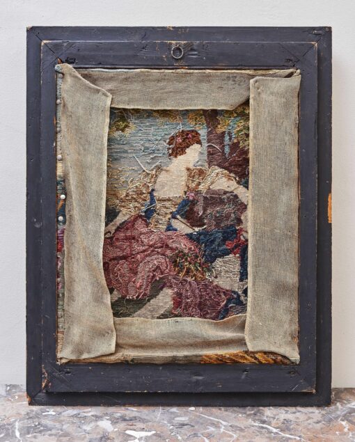 Ručně tkaný gobelín s romantickou scénou v zlaceném rámu 90 × 72,5 cm – Bild 4
