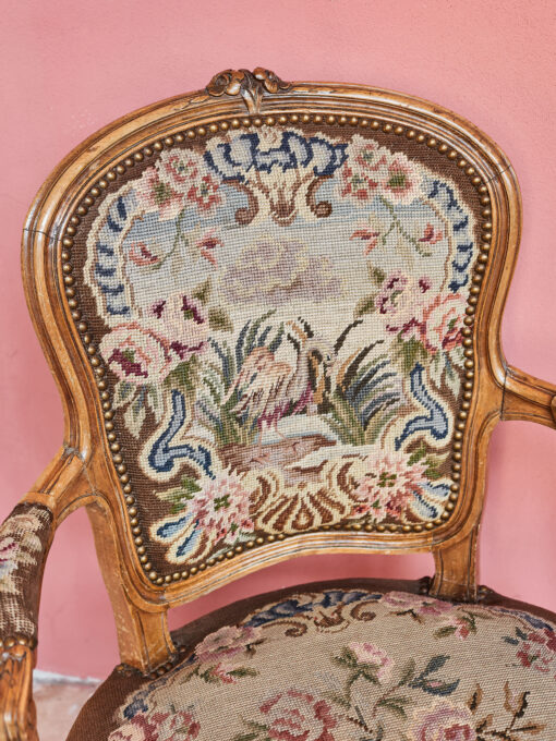 Pair Rococo chairs with gobeline upholstery 86,5 × 59 cm - Image 4