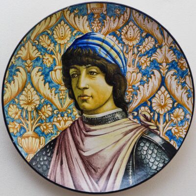 Ein riesiger italienischer Teller mit einem Porträt nach Botticelli 52 cm