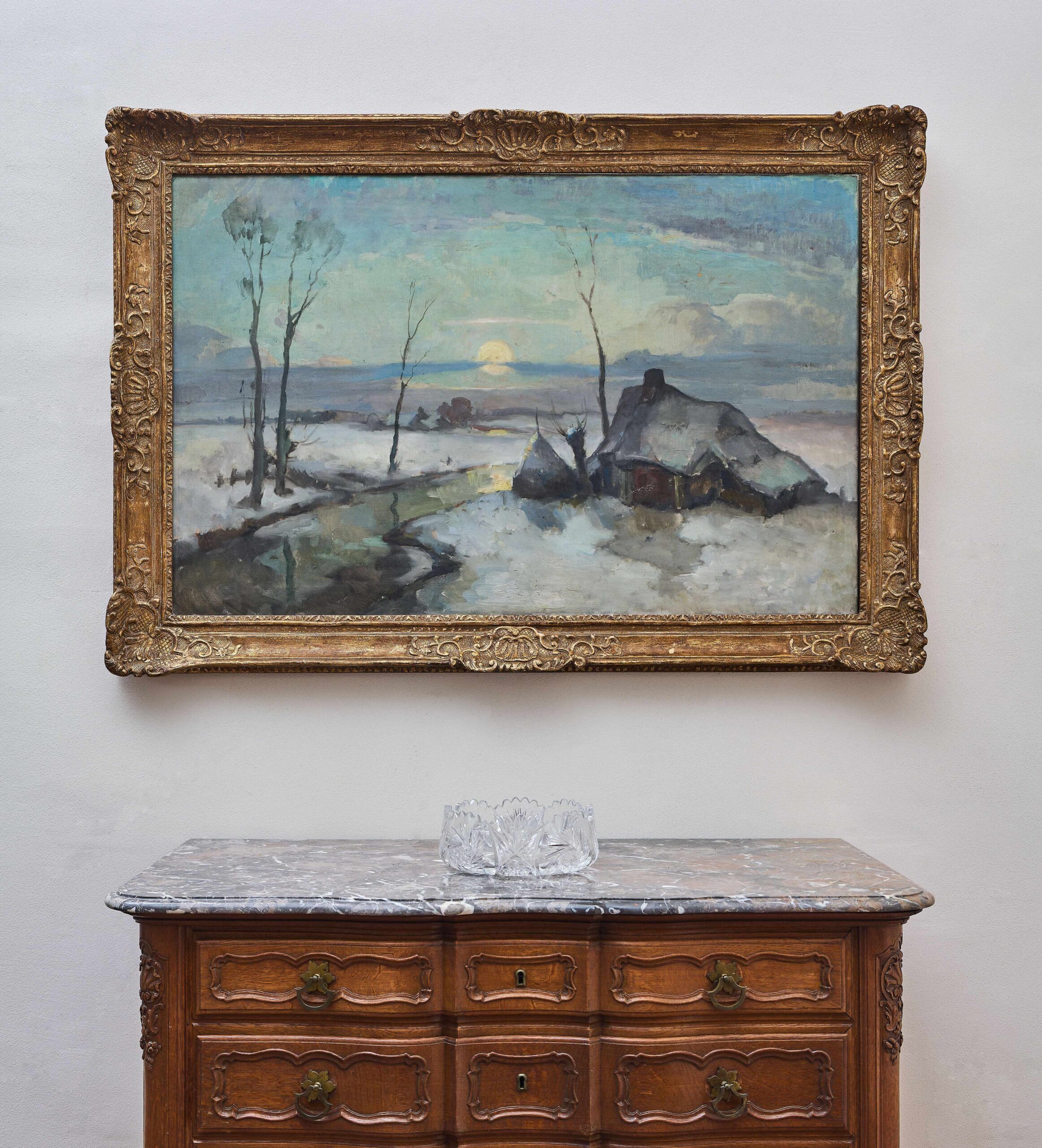 Winterlandschaft mit einem Häuschen, Ölgemälde – Bild 10