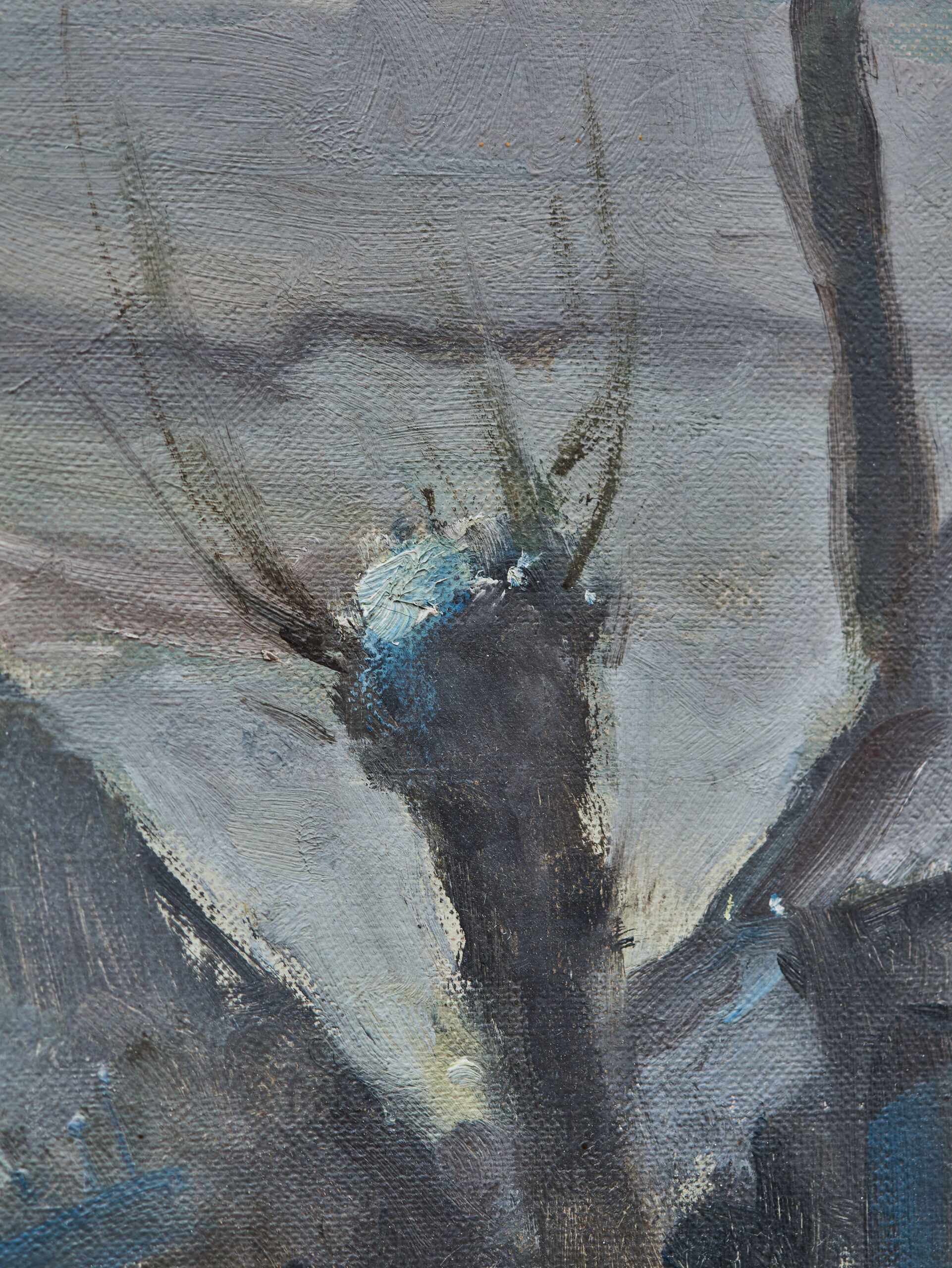 Winterlandschaft mit einem Häuschen, Ölgemälde – Bild 7